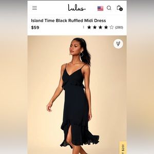 Island Time Black Ruffled Midi Dress Size Small - Never Worn